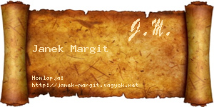 Janek Margit névjegykártya